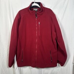 L.L.Bean Fleece Jacket Mens XL‎ Full Zip Pockets Red Outdoor Casual